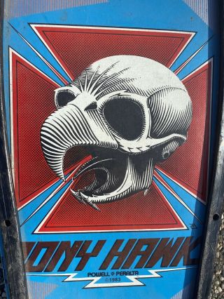 Vintage Powell Peralta 1983 Tony Hawk Chicken Skull Skateboard deck 2