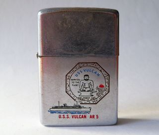 Vintage 1976 Uss Vulcan Ar5 Zippo Lighter - Us Navy Repair Ship