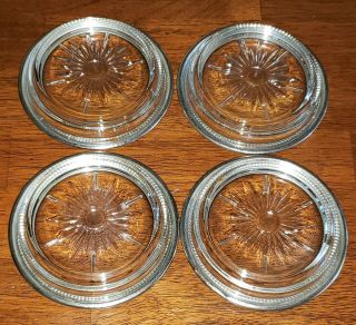 Vintage LEONARD Set of 4 Silverplate Glass Coasters - Made in Italy 2