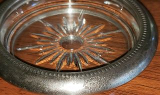 Vintage LEONARD Set of 4 Silverplate Glass Coasters - Made in Italy 3