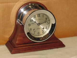 Chelsea Vintage Ships Bell Clock 4 1/2 In Dial 1974 Nickel Plate Hinged Bezel
