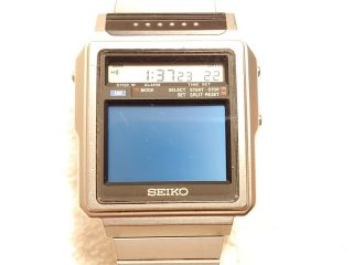 Vintage 1982 Seiko Tv James Bond Digital Watch Day Date Month Alarm Timer Men 