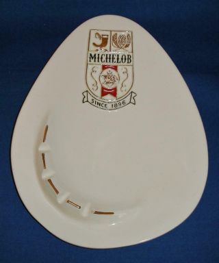 Vintage Michelob Beer Advertising Ceramic Ashtray Mid Century Design