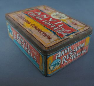 Vintage Tin Box Anvil Cream Toffee Advertising Antique