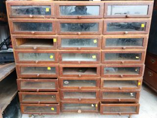 Antique Country Store Haberdashery 24 Drawer Cabinet Oak We Deliver Stacking 2pc