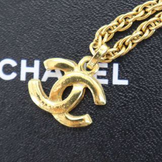 Chanel Cc Logos Chain Necklace Gold - Tone France Vintage Authentic Qq338 S