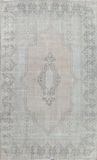 Antique Muted Traditional Distressed Hand - Knotted Evenly Low Pile Area Rug 10x13