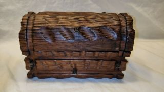 Old Vtg Dresser Wood Treasure Chest Trinket Jewelry Box Handcrafted Spain