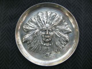 Antique Art Nouveau Sterling Unger Brothers Indian Chief Coin Tray