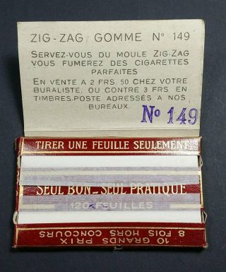 1x Late 1920s Antique Cigarette Rolling Paper ZIG ZAG Braunstein NR 149 RED 2