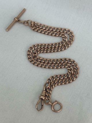 Antique Solid 9ct Rose Gold Albert Watch Chain 29.  5 Gms.