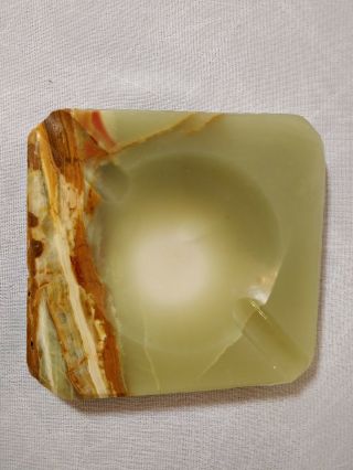Vintage Mexican Onyx Ashtray Hand Carved As Display Only