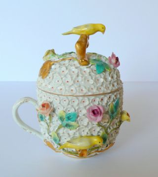 Antique 18 ' c.  Meissen Porcelain Snowball Lidded Tea Cup 2