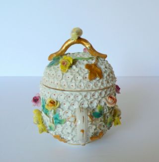 Antique 18 ' c.  Meissen Porcelain Snowball Lidded Tea Cup 3