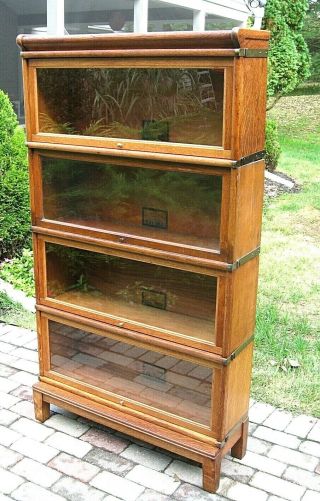 Antique Globe Wernicke Stacking Oak Barrister Lawyers Sectional Bookcase