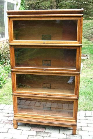 ANTIQUE GLOBE WERNICKE STACKING OAK BARRISTER LAWYERS SECTIONAL BOOKCASE 3