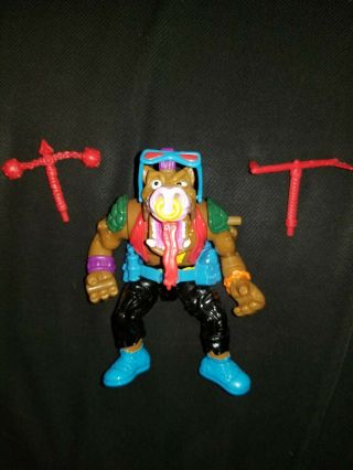 Vintage 1991 Playmates Ninja Turtles Wacky Action Head Spinnin Bebop Figure Tmnt