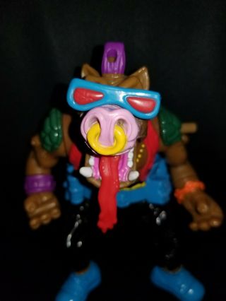 Vintage 1991 Playmates Ninja Turtles Wacky Action Head Spinnin Bebop Figure TMNT 2