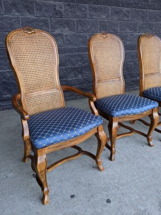 (6) Drexel Heritage Italian Provincial Cane Back Dining Chairs in Federal Blue 2