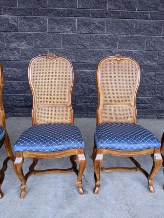 (6) Drexel Heritage Italian Provincial Cane Back Dining Chairs in Federal Blue 3