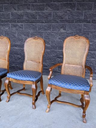 (6) Drexel Heritage Italian Provincial Cane Back Dining Chairs in Federal Blue 4