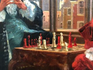 A Game of Chess Oil Painting by Vernon Ward (British,  1905–1985) 5