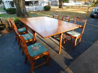 Antique [ Consider H Willett ] Wildwood Cherry Drop Leaf Gateleg Table 6 Chair