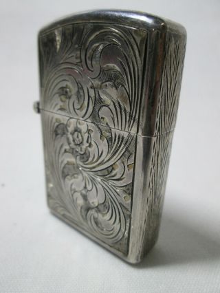 . 800 Silver Filgree Cigarette Lighter Made In Italy With Zippo - Like Insert