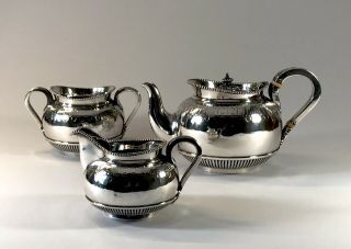 Antique Solid Silver Sterling Tea Pot Set London 1877 Thomas White Victorian