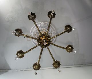 Antique Vintage Bronze Chandelier French Empire 8 Light Ornate Unique Crystal 5