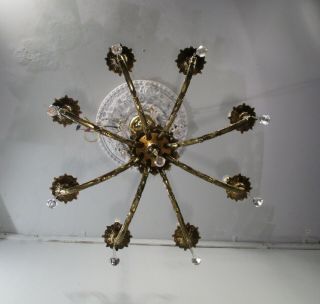 Antique Vintage Bronze Chandelier French Empire 8 Light Ornate Unique Crystal 6