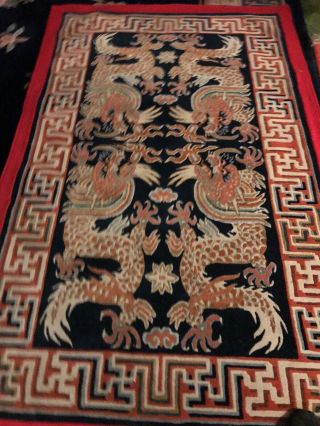 Antique Tibetan Carpet Rug Oriental 1920s 100 Wool