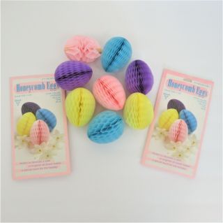 Vintage Hallmark Honeycomb Easter Egg Decorations 2 Packages Pastel 2.  5 "