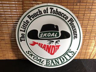 Vintage Skoal Bandit Round 17 1/2” Metal Tin Advertising Sign