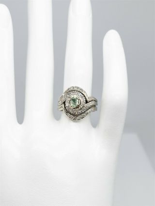 Antique 1940s $5000 1.  50ct Natural Alexandrite Diamond 14k White Gold Ring Set
