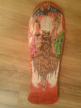Nos Vintage Zorlac Mark Barry Abrook Autographed " Ghoul " Skateboard Deck