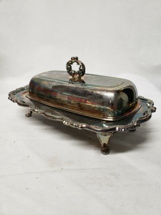 Vintage Butter Dish Oneida Silversmith Silver Plate Covered Glass Liner Georgian