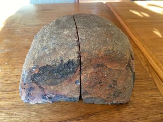Large VTG Natural Polished Agate Rock Geode Stone Bookends Burnt Orange 7.  7 lb 3