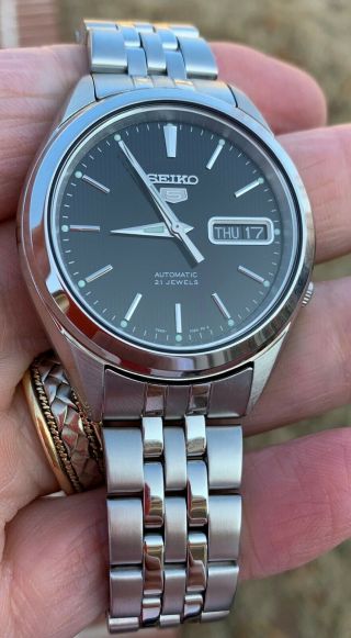 Seiko 5 Snkl23j1 Snkl23 Automatic 21 Jewels Black Dial Stainless Steel Men Watch