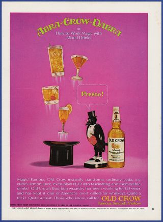 Vintage 1965 Old Crow Kentucky Straight Bourbon Whiskey Alcohol Liquor Print Ad