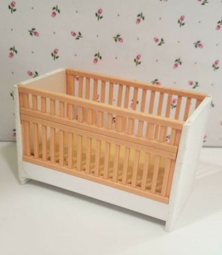 Vintage Tomy Dollhouse Furniture Baby Crib Rare