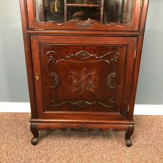 Vintage Small Chinese Mahogany Glass Front Curio Cabinet 3