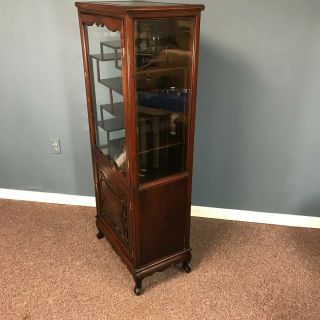 Vintage Small Chinese Mahogany Glass Front Curio Cabinet 4
