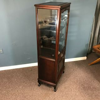 Vintage Small Chinese Mahogany Glass Front Curio Cabinet 5