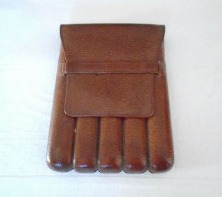 Quality Vintage Large Brown Leather Cigar Case/wallet/holder London Maker