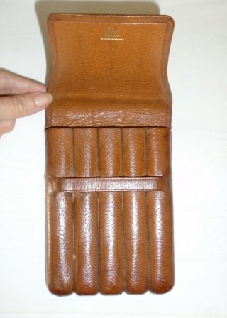 Quality Vintage Large Brown Leather Cigar Case/Wallet/Holder London Maker 2