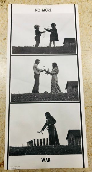 Vintage No More War Poster 1970 Anti War Peace Hippie Love Shape