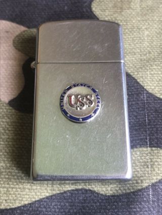 1957 1958 Vintage Zippo Slim Lighter Uss United States Steel Us Steel