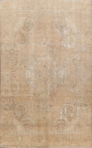 Muted Semi Antique Traditional Distressed Hand - Knotted Evenly Low Pile Rug 7x9