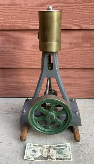 Antique Vintage Cast Iron & Brass Large 18” Model Vertical Live Steam Engine